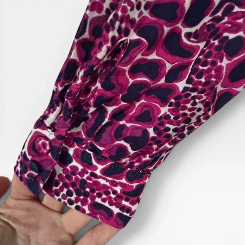 Lilly Pulitzer Pink Purple Leopard Animal Print Cotton Shirt Dress Size 4 - Picture 6 of 10